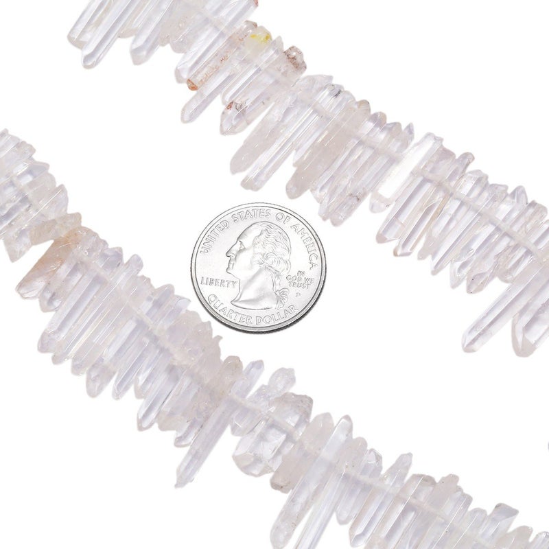 SUNYIK Natural Rock Quartz Crystal Points Quartz Polished Sticks Spikes Point Beads 15 inches Strand Drilled - Image 5